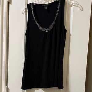 White House Black Market Black Tank Top with Silver Trim